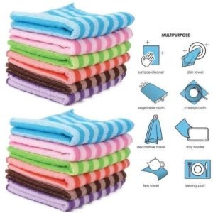 12 Torchon De Cuisine Maison en microfibre – Torchon De Table – Multicolor