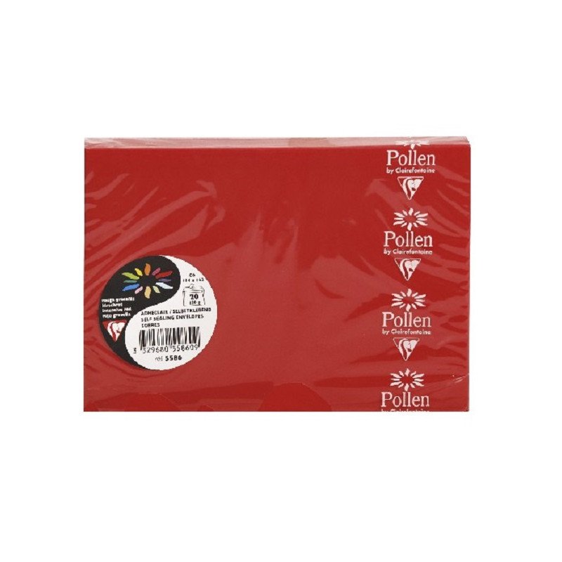20 enveloppes Pollen - Clairefontaine - Rouge groseille - 114x162 mm