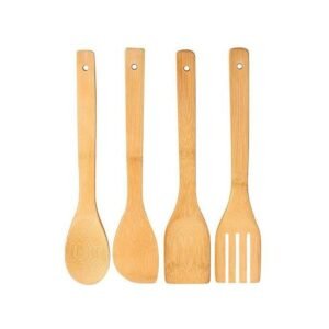 4 Cuillères Spatule En Bois Bambou Naturel
