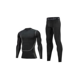 AIDAILU T-shirt et pantalon de sport à séchage rapide pour hommes – Noir