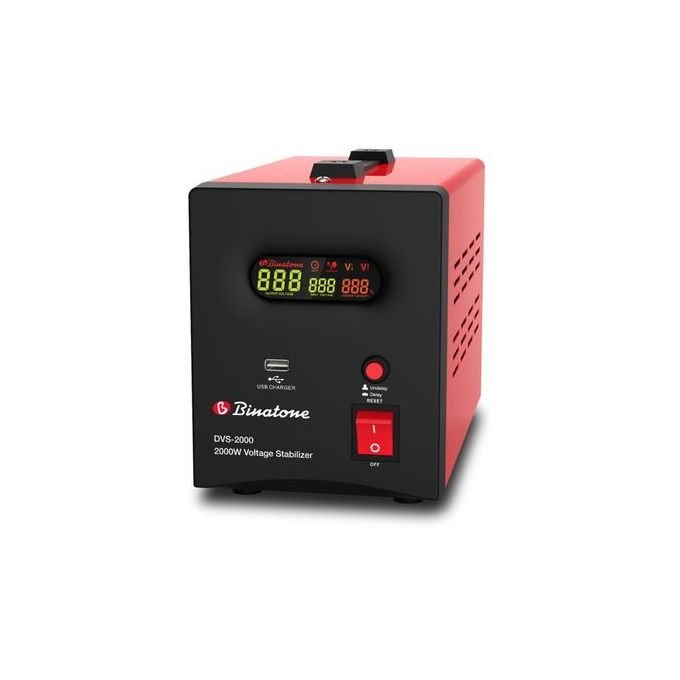 Binatone Régulateur- Stabilisateur -2000W- Rouge ,Noir - Garantie 24 Mois