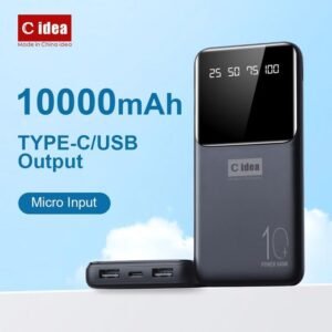 C Idea 10000mAh Powerbank bon marché,Banque de puissance portable avec double sortie USB et type C