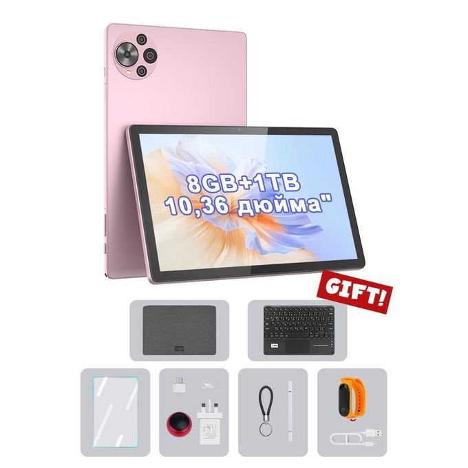 C Idea CM10500 Tablette pour adultes C idea, 10,36 pouces Android 14 SIM, 1 To de stockage avec clavier, Couleur rose
