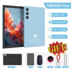 C Idea Tablettes Android 15 de 10,1 pouces, Sim 8 Go + 1 To avec clavier et souris, PC tablette à longue autonomie