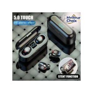 Casque sans fil Bluetooth 5.0 F9 avec écran LED stéréo pour jeux et sports, avec microphone