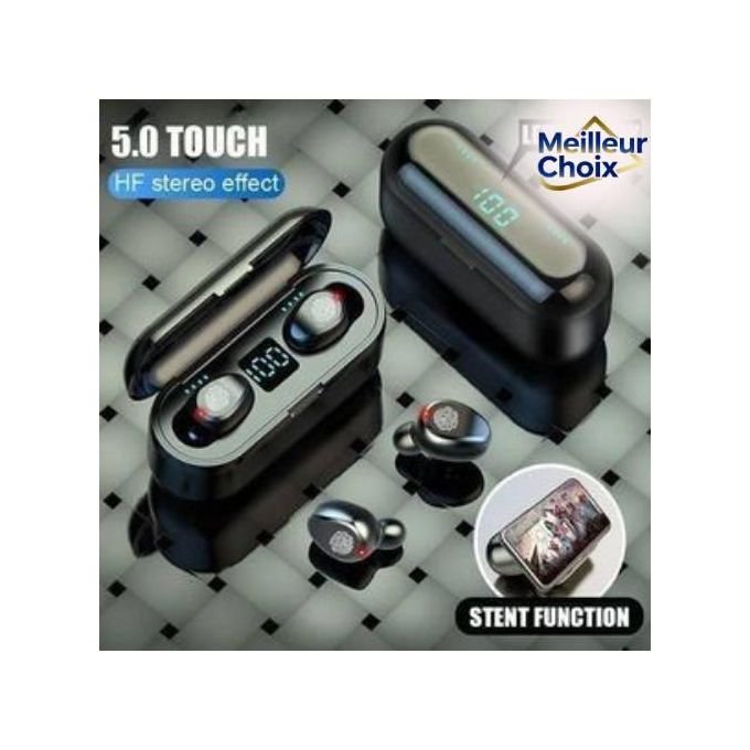 Casque sans fil Bluetooth 5.0 F9 avec écran LED stéréo pour jeux et sports, avec microphone