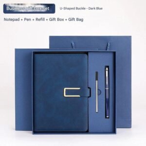 Coffret cadeau de stylos pour le bureau, comprenant un stylo, des recharges, une boîte cadeau, un sac cadeau et un carnet de notes.