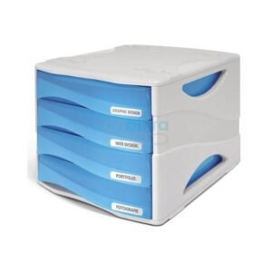 Commode Smile Arda – bleu translucide – 4 tiroirs