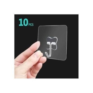 Crochet Mural Auto-adhésif – 6x6cm -10 Pièces — Transparent