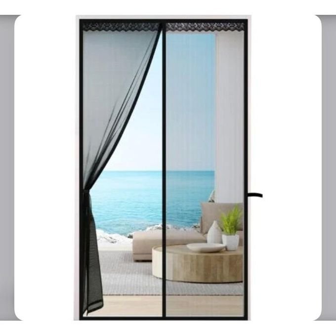 Écran De Porte De Fermeture Automatique De Rideaux Magnétiques Anti Moustiques D'été -100cmX210cm Noir