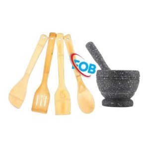 Ensemble Cuisine Mini Mortier, Pilon avec un lot de Spatule en bois