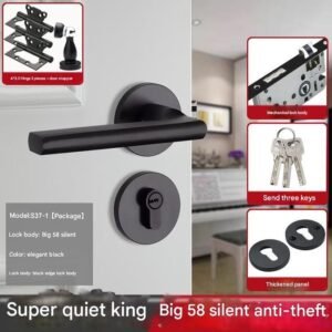 Ensemble de serrure de porte de chambre, serrure de poignée de porte de salle de bain, clé facile à installer
