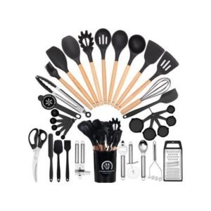 Ensemble d&rsquo;ustensiles de cuisine spatule en silicone résistant à la chaleur, 34 pièces