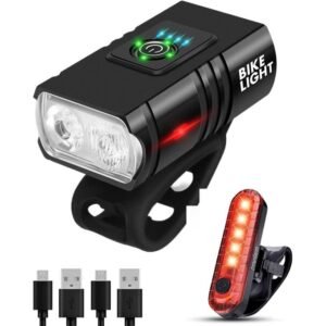 Flushrenic Ensemble d’éclairages pour vélo, lumière de vélo, phare en alliage d’aluminium, lampe torche de cyclisme brillante pour la nuit,…