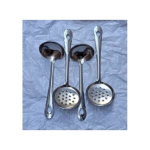 Inox Ensemble Louche + Écumoire De Cuisine 4 Pieces – Inox