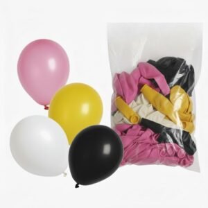 Lot de 100 Ballons en Latex 10&Prime; – Rose, Jaune, Blanc et Noir – Ballons Décoration Anniversaire, Fête, Événement à Thème