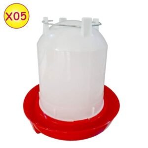 Lot de 5 abreuvoirs 11L avec des fermetures qui prévoient des places pour les trépieds si vous désirez plus tard – Blanc Rouge