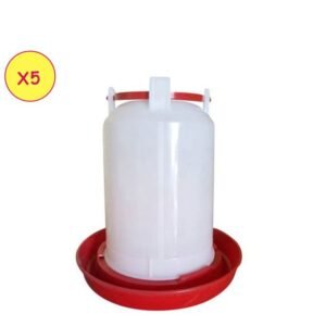 Lot De 5 Abreuvoirs En Plastiques – 3L – Rouge/Blanc