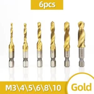 Lot De 6 Forets à Vis En Acier Rapide Pour Tarauds, Fraises, ébavureurs, Mèches Combinées Métriques