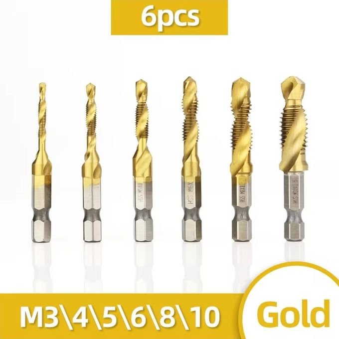 Lot De 6 Forets à Vis En Acier Rapide Pour Tarauds, Fraises, ébavureurs, Mèches Combinées Métriques