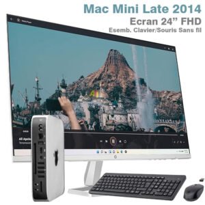 Mac mini (Late 2014) Intel Core i5 2.64Ghz 16GB / 256GB SSD – MacOs Monterey – Ecran 24 Pouces FHD – Clavier et Souris sans fil – 2026 – TOGO…