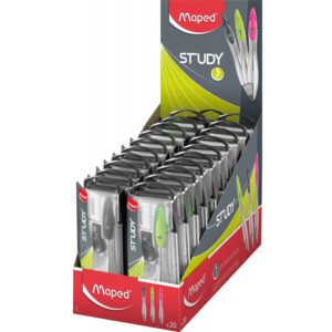 Maped compas Study coffret avec 1 compas Study, 1 gomme, 1 étui-mines, 1 tournevis et 1 taille-mines – Vendu à l&rsquo;unité