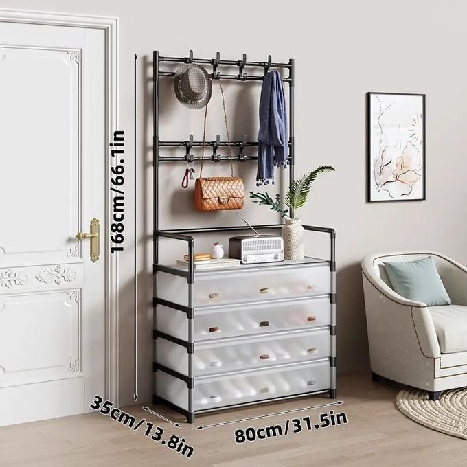 Meuble de Rangement Multifonction – Penderie + 4 Tiroirs pour maison & bureau / NOIR