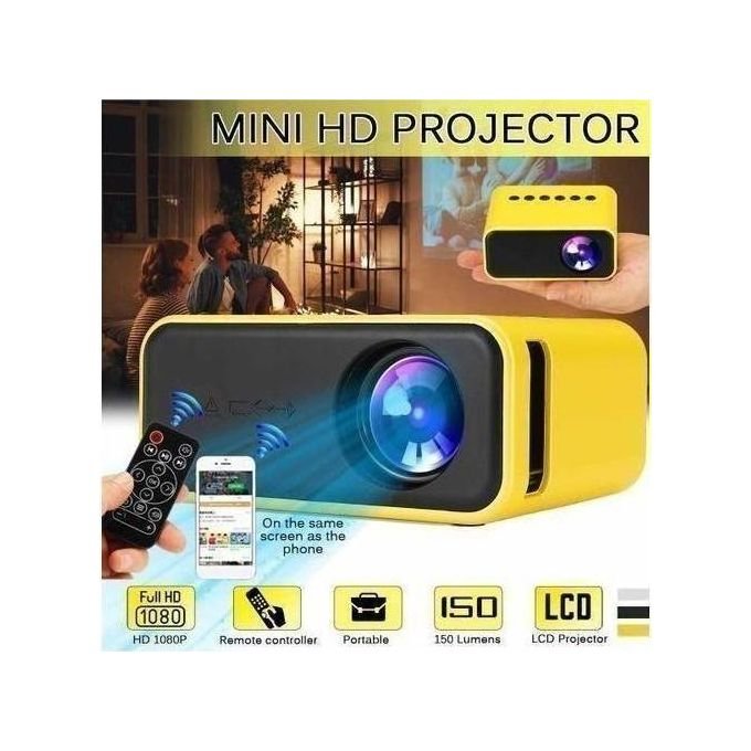 Mini Vidéoprojecteur De LED 3D 1080P 4K - Jaune/Noir