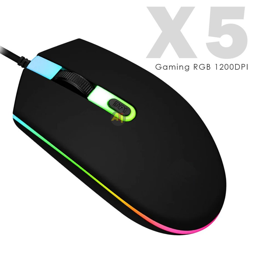 Mouse X5 - Souris Optique filaire 1200dpi, 3 Boutons-RGB Gameur - 2026 - TOGO INFORMATIQUE