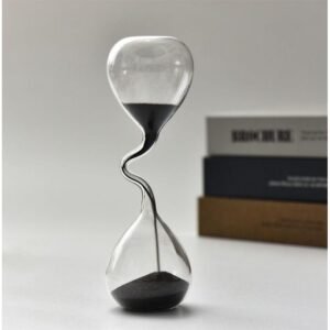 Myori Sablier noir au design courbé – Style moderne – Esthétique – Accessoires de décoration d&rsquo;intérieur en verre – Décoration de table d&rsquo;intérieur…