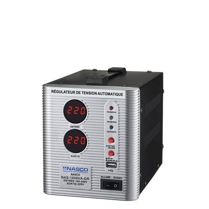 Nasco Stabilisateur 1000Va Compteur Digital Nas-1000Va-Gr - / Gris