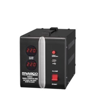Nasco Stabilisateur – 1500Va – NAS-1500VA-NR – Affichage LED – Noir