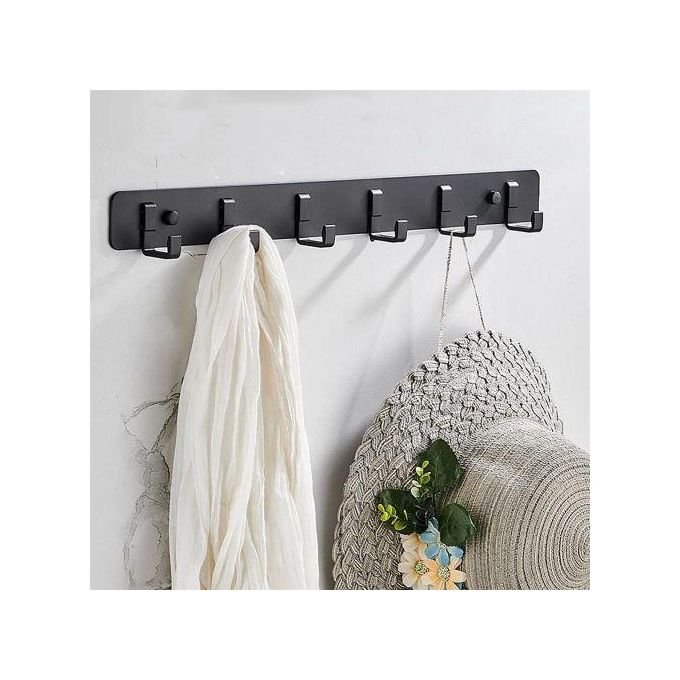 Porte-serviette Porte-clés Noir Rangement 6 Rangées Crochets Muraux Salle De Bain