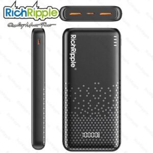 RichRipple Chargeur rapide 2A de conception unique et de petite taille, 10000mAh, avec banque d’alimentation à 2 entrées et 2 sorties pour charge…