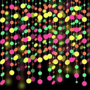 Rideau Suspendu à Pastilles Colorées / Lumineuse Décoration de Fête Murale