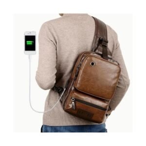 Sac à dos bandoulière vintage en cuir PU pour homme et femme, idéal pour le cyclisme