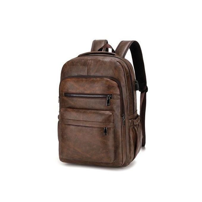 Sac à Dos Multifonctionnel PU De Style Coréen Pour Hommes - Café