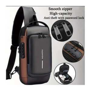 Sac de moto pour homme, sac de poitrine antivol avec mot de passe, sac à bandoulière pour homme, sac de sport, sac de loisirs multifonctionnel