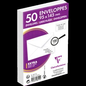Sachet de 50 enveloppes Adhéclair blanches, fond gris, gommée