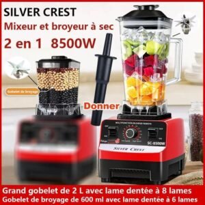 SILVER CREST Super Blenders, Mixeurs avec 2 bocaux – 8500W- 2.0L 2 En1