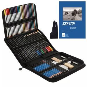 Unbranded Coffret de 74 crayons à dessin et croquis, crayons de couleur, dessin, coloriage, esquisse