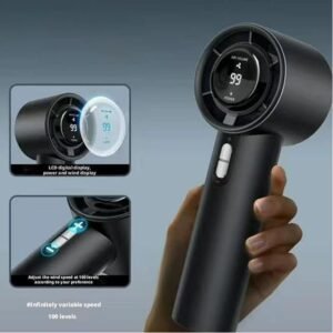 Ventilateur de poche turbo à affichage numérique 1800mAh Usb Rechargeable