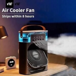 VIC Ventilateur 3 en 1, Climatiseur d&rsquo;air ménager, Mini refroidisseur d&rsquo;air, Lumière de nuit LED, Humidificateur