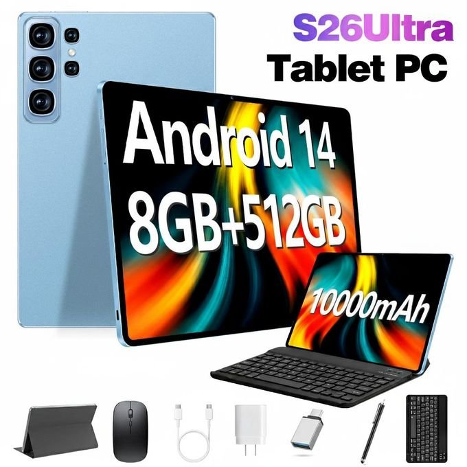 Wudytim Tablette Android 14, Écran 10 pouces, Autonomie Longue, Support Dual SIM 8/512G