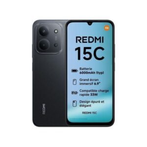 Xiaomi Redmi 15C – 6.9&Prime; – 256 Go – 8 Go RAM (jusqu’à 16 Go) – Helio G81 Ultra – 6000mAh-33W – 50MP – Black-Garantie 12 Mois